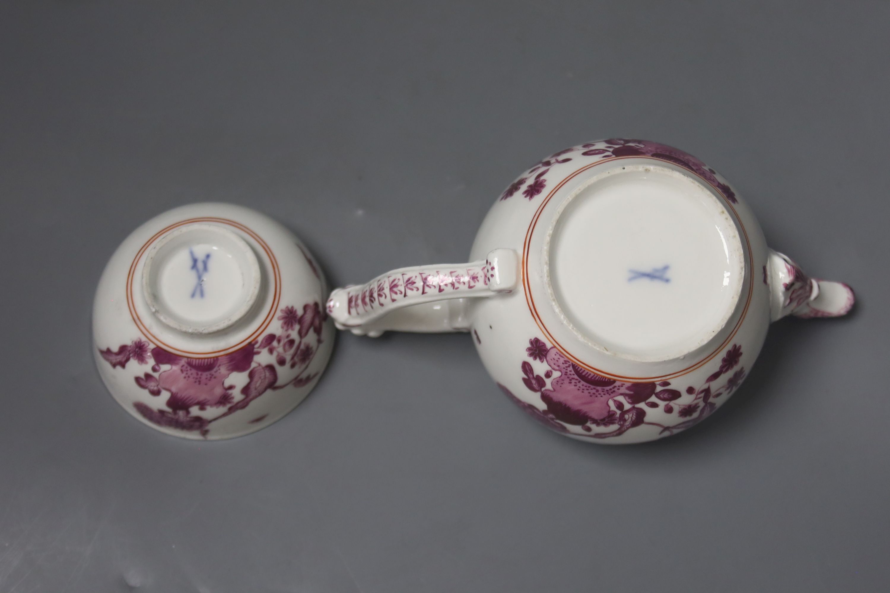 A Meissen teapot with associated cover, and a matching teabowl